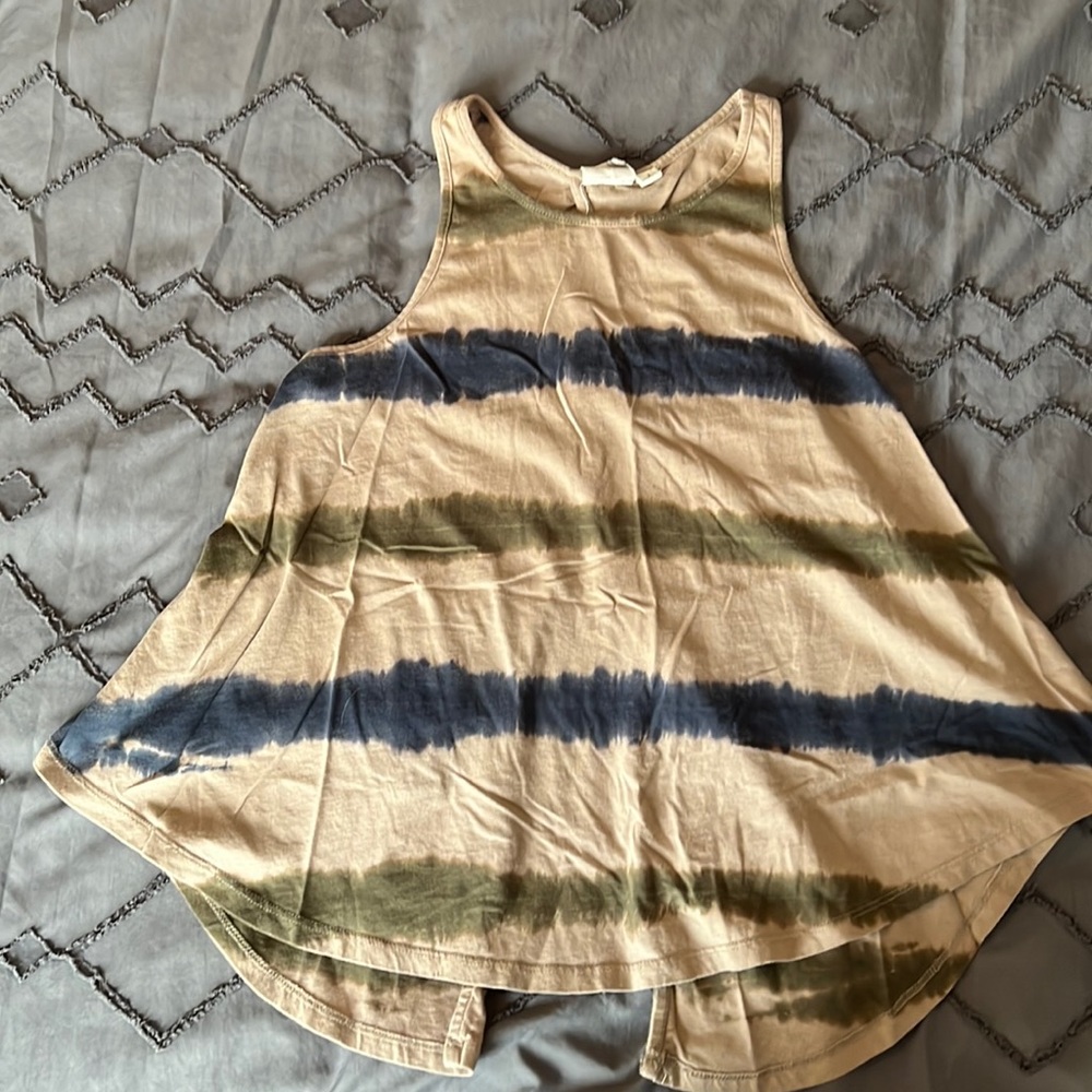 Open back tie dye stripe muscle tee